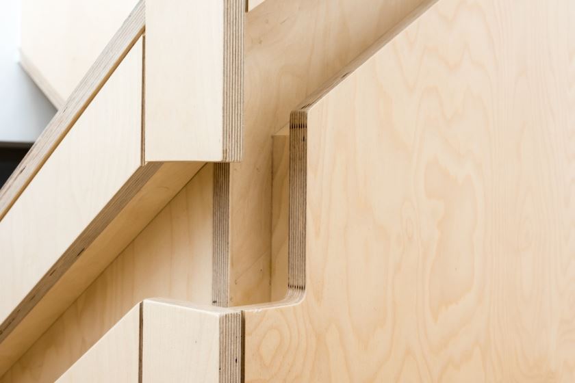 Bespoke plywood staircase for Feilden Clegg Bradley completed by Magic Projects: www.magicprojects.co.uk